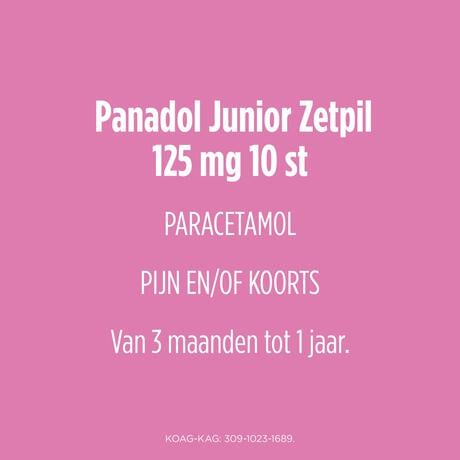 Panadol Junior Zetpil 125 MG Paracetemol van 3 maanden tot 1 jaar 10 stuks