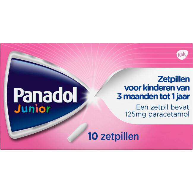 Panadol Junior Zetpillen 125 mg Paracetemol voor Kinderen van 3 maanden tot 1 jaar