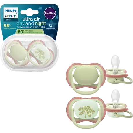 Philips Avent Fopspeen Ultra Air Day and Night 6-18M SCF087/18 2 stuks