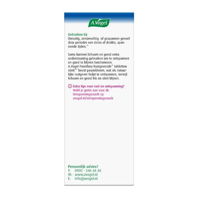A.Vogel Passiflora Rustgevende Tabletten Bij Stressmomenten 30 stuks