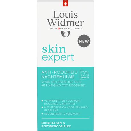 Louis Widmer Skinexpert Anti-Roodheid Nachtemulsie Zonder Parfum 50 ML