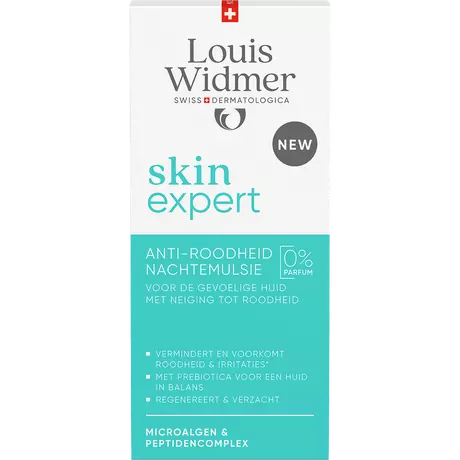 Louis Widmer Skinexpert Anti-Roodheid Nachtemulsie Zonder Parfum 50 ML