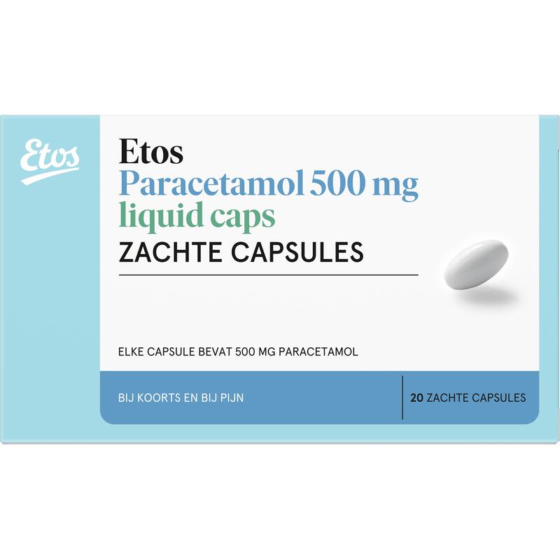 Etos Paracetamol 500 MG Liquid Caps Zachte Capsules 20 stuks