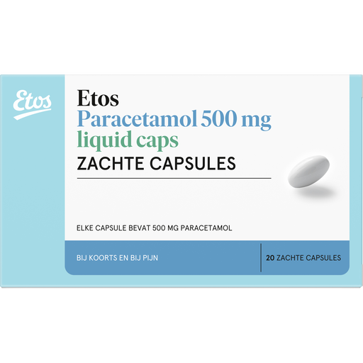 Etos Paracetamol 500 MG Liquid Caps Zachte Capsules 20 stuks