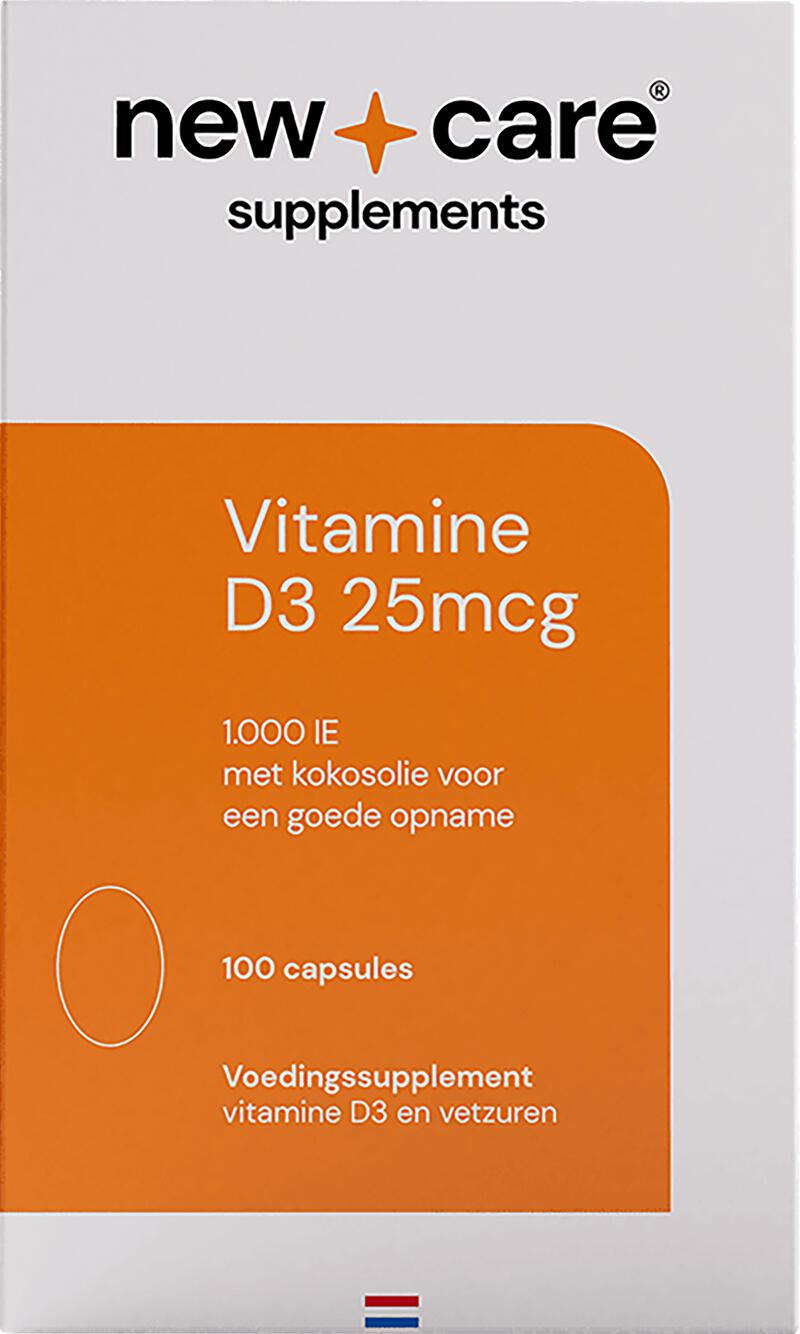 New Care Vitamine D3 25 MCG Capsules 100 stuks