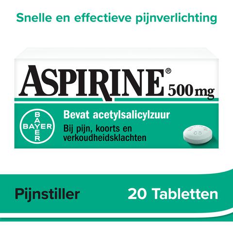Aspirine 500 mg helpt bij pijn 20 tabletten