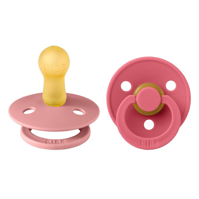 BIBS Colour Fopspeen Rond Latex Maat 2 Dusty Pink/Coral 2 stuks
