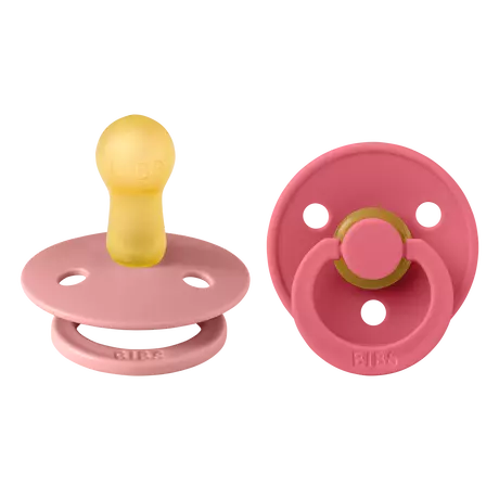 BIBS Colour Fopspeen Rond Latex Maat 2 Dusty Pink/Coral 2 stuks