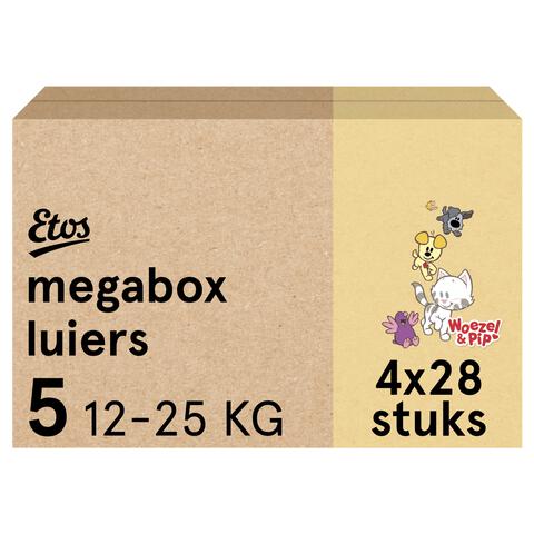 Etos Woezel & Pip Luiers Junior Maat 5 12-25 kg Megabox 4x28 stuks