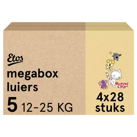 Etos Woezel & Pip Luiers Junior Maat 5 12-25 kg Megabox 112 stuks