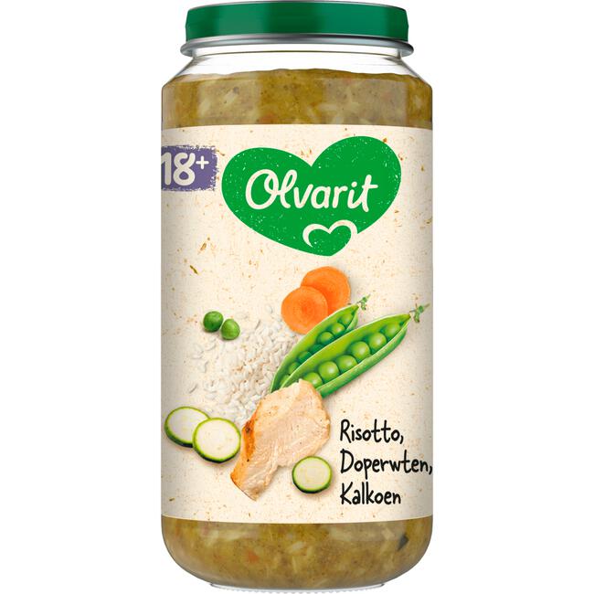 Olvarit Risotto Doperwten Kalkoen Babyhapje 18+ maanden 250 GR