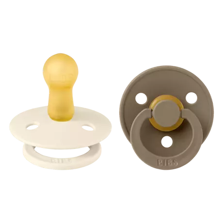 BIBS Colour Fopspeen Rond Latex Maat 2 Ivory/Dark Oak 2 stuks