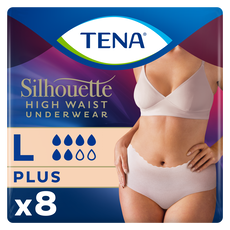 TENA Silhouette Plus High Waist Wegwerpbroekjes Crème L 8 stuks
