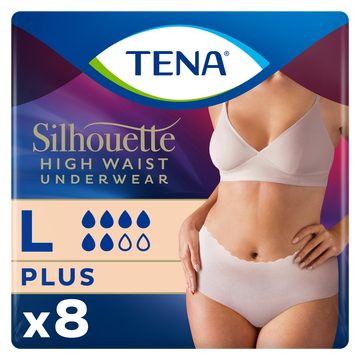 TENA Silhouette Plus High Waist Wegwerpbroekjes Crème L 8 - 8 stuks
