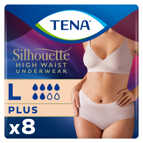 TENA Silhouette Plus High Waist Wegwerpbroekjes Crème L 8 - 8 stuks