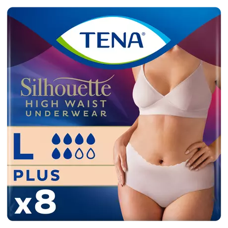 TENA Silhouette Plus High Waist Wegwerpbroekjes Crème L 8 stuks