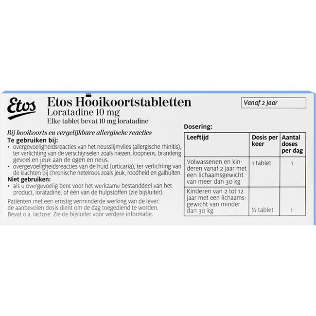 Etos Hooikoortstabletten Loratadine 10 mg 30 stuks