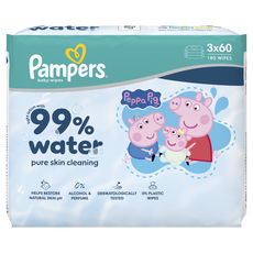 Pampers 99% Water Peppa Pig Billendoekjes 3x60 Stuks