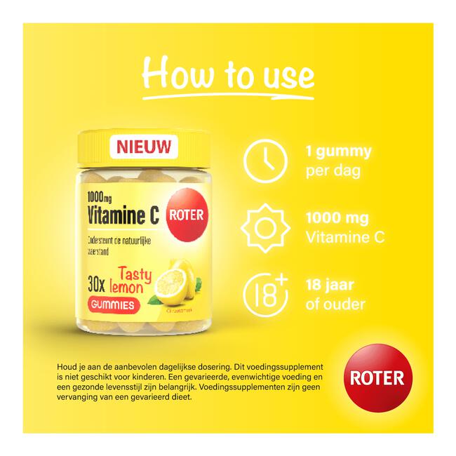 Roter 1000mg Vitamine C Gummy Tasty Lemon 30 stuks