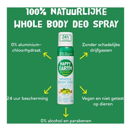 Happy Earth 100% Natural Whole Body Deo Spray Cedar Lime 100ML