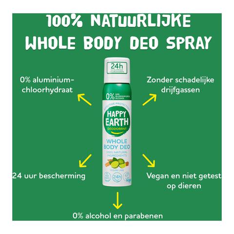 Happy Earth 100% Natural Whole Body Deo Spray Cedar Lime 100ML