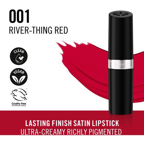 Rimmel London Lasting Finish Satin Lippenstift 001 River-Thing Red 4 G