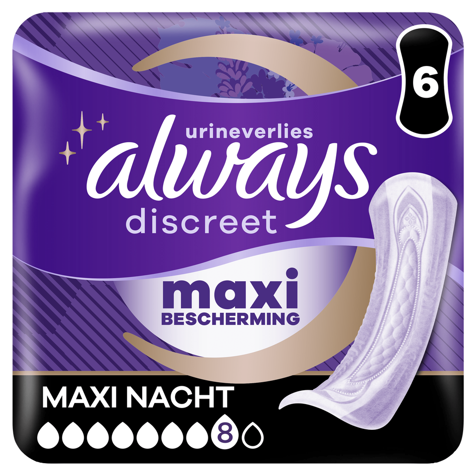 Always Incontinentieverband Discreet Maxi Night 6 - 6 stuks