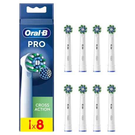 Oral-B Cross Action Opzetborstels Wit 8 Stuks