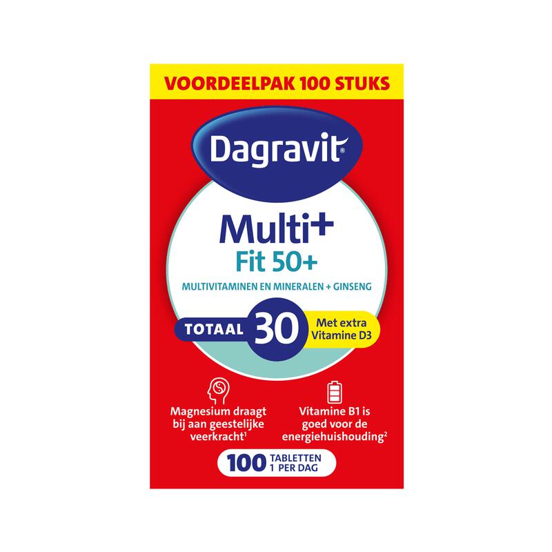 Dagravit Multivitaminen Fit 50+ Totaal 30 Vitamine D3 Tabletten 100 stuks