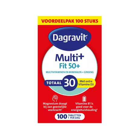 Dagravit Multivitaminen Fit 50+ Totaal 30 Vitamine D3 Tabletten 100 stuks
