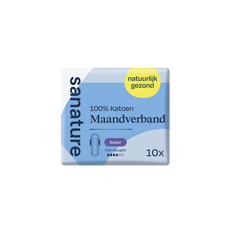 Sanature 100% Katoenen Maandverband Ultra Super Met Vleugels 10 stuks