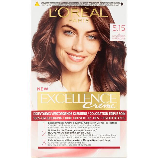 L'Oréal Paris Excellence Crème Permanente Haarverf 5.15 Licht Kastanjebruin