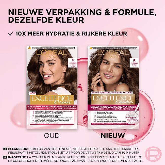 L'Oréal Paris Excellence Crème Verzorgende Crèmekleuring 5 Lichtbruin