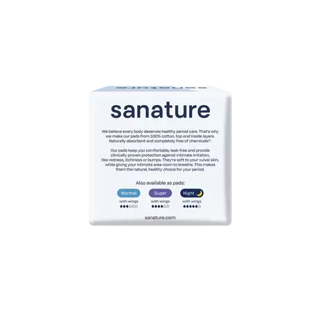Sanature 100% Katoenen Maandverband Ultra Normaal Zonder Vleugels 10 stuks