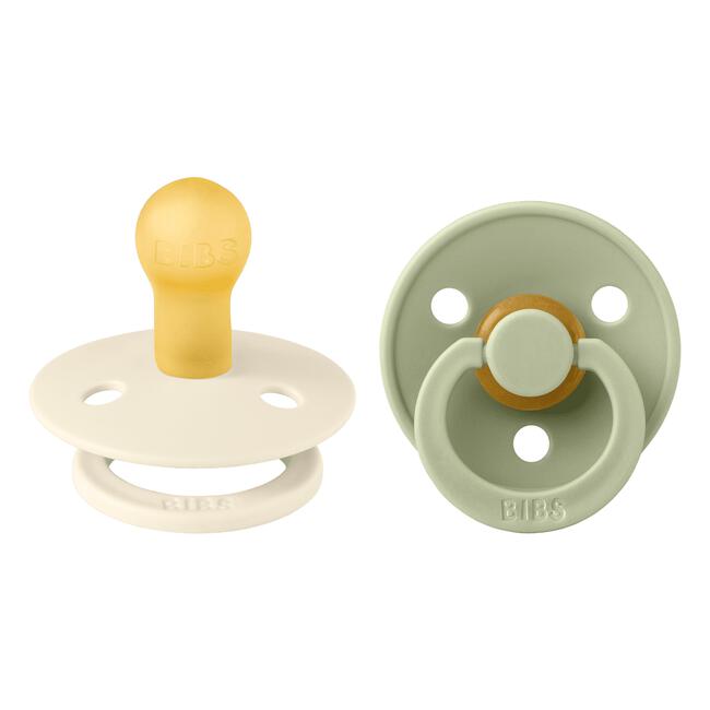 Bibs Fopspeen Two Pack Natuurlijk Rubber Ivory Sage Size 1