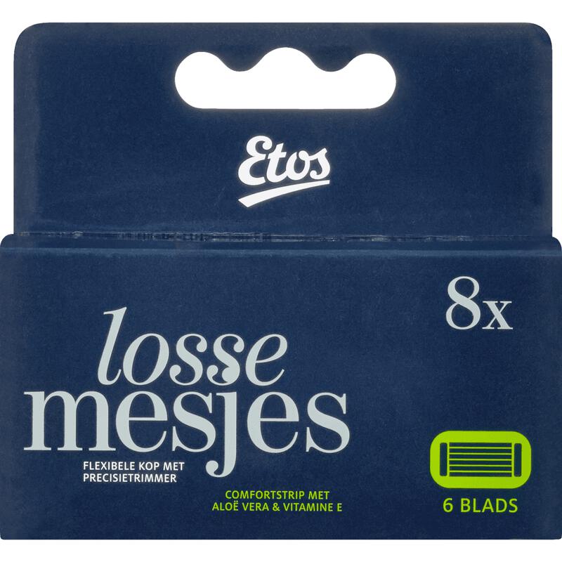 Etos 6-Blads Navulmesjes Zwart 8 stuks