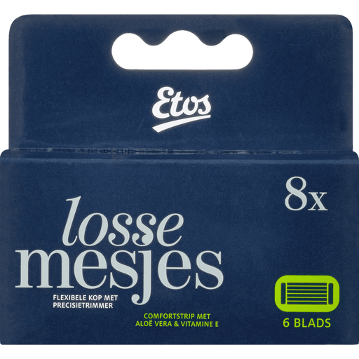 Etos 6-Blads Navulmesjes Zwart 8 stuks