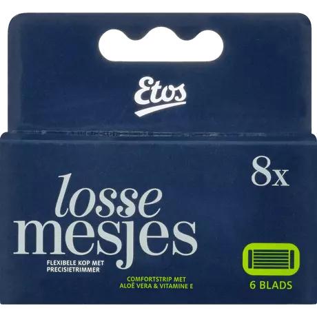 Etos 6-Blads Navulmesjes Zwart 8 stuks