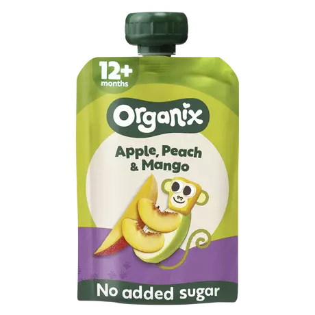 Organix Bio Knijpfruit Appel Perzik Mango 12+ Maanden 100 gram