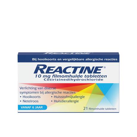 Reactine Cetirizine 10 MG 21 Hooikoortstabletten