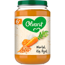 Olvarit Wortel Kip Rijst Babyhapje 6+ maanden 200 GR