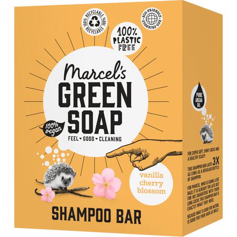 Marcel's Green Soap Vanilla & Cherry Blossom Shampoo Bar 90 GR