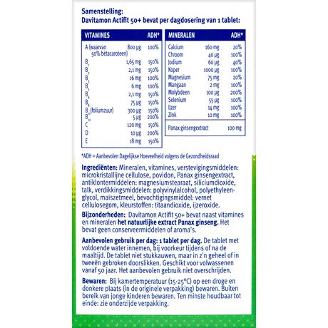 Davitamon Actifit 50+ Multivitamine met Ginseng 90 Tabletten