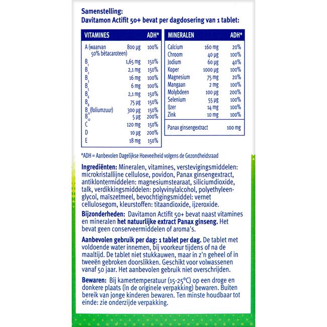 Davitamon Actifit 50+ Multivitamine met Ginseng 90 Tabletten