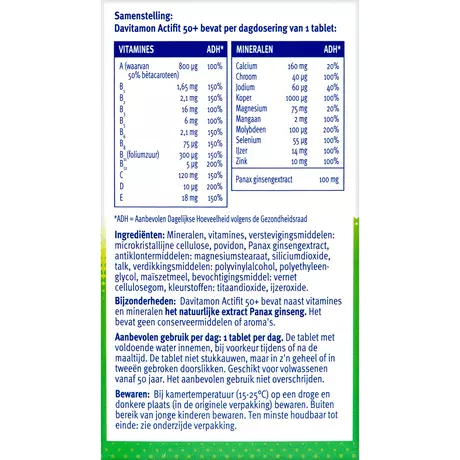 Davitamon Multivitamine Actifit 50+ Ginseng Tabeletten 90 stuks