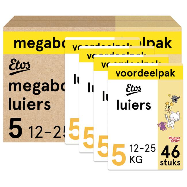 Etos Woezel & Pip Luiers Junior Megabox 4x46 stuks