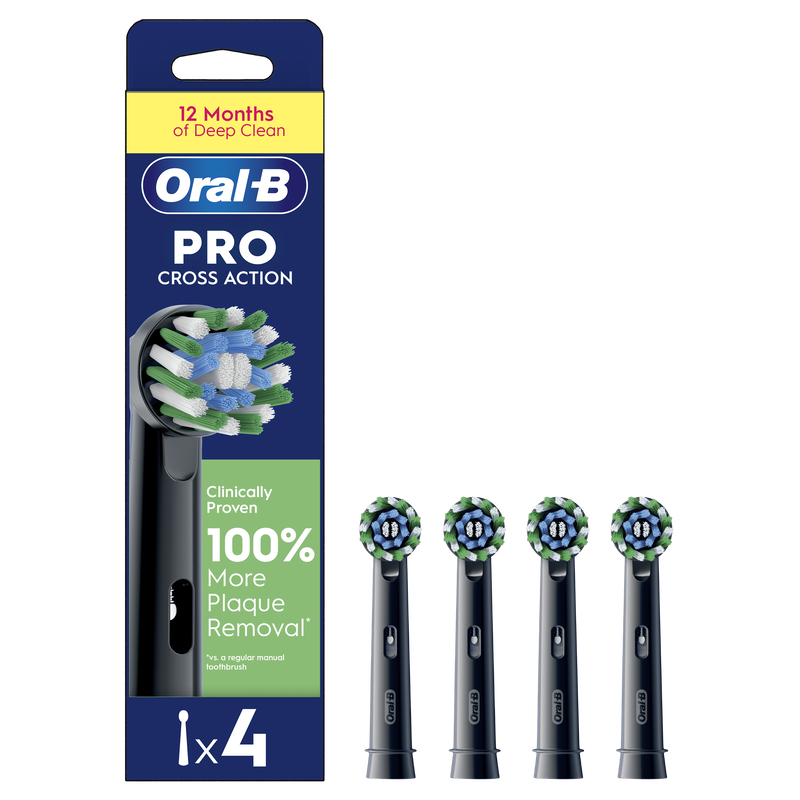 Oral-B Cross Action Opzetborstels Zwart 4 Stuks