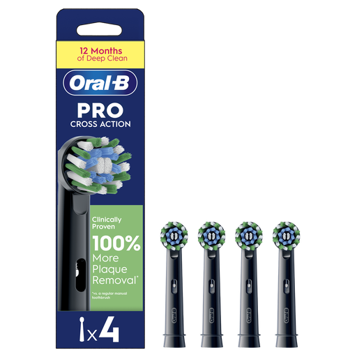 Oral-B Cross Action Opzetborstels Zwart 4 Stuks