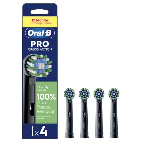 Oral-B Cross Action Opzetborstels Zwart 4 Stuks