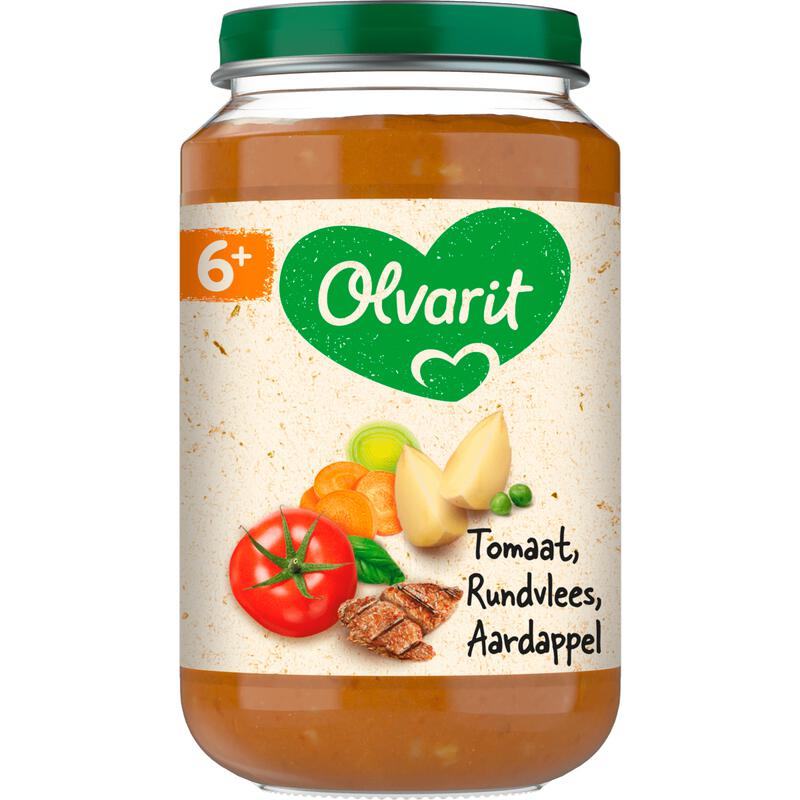 Olvarit Tomaat Rundvlees Aardappel Wortel 6+ maanden 200 gram